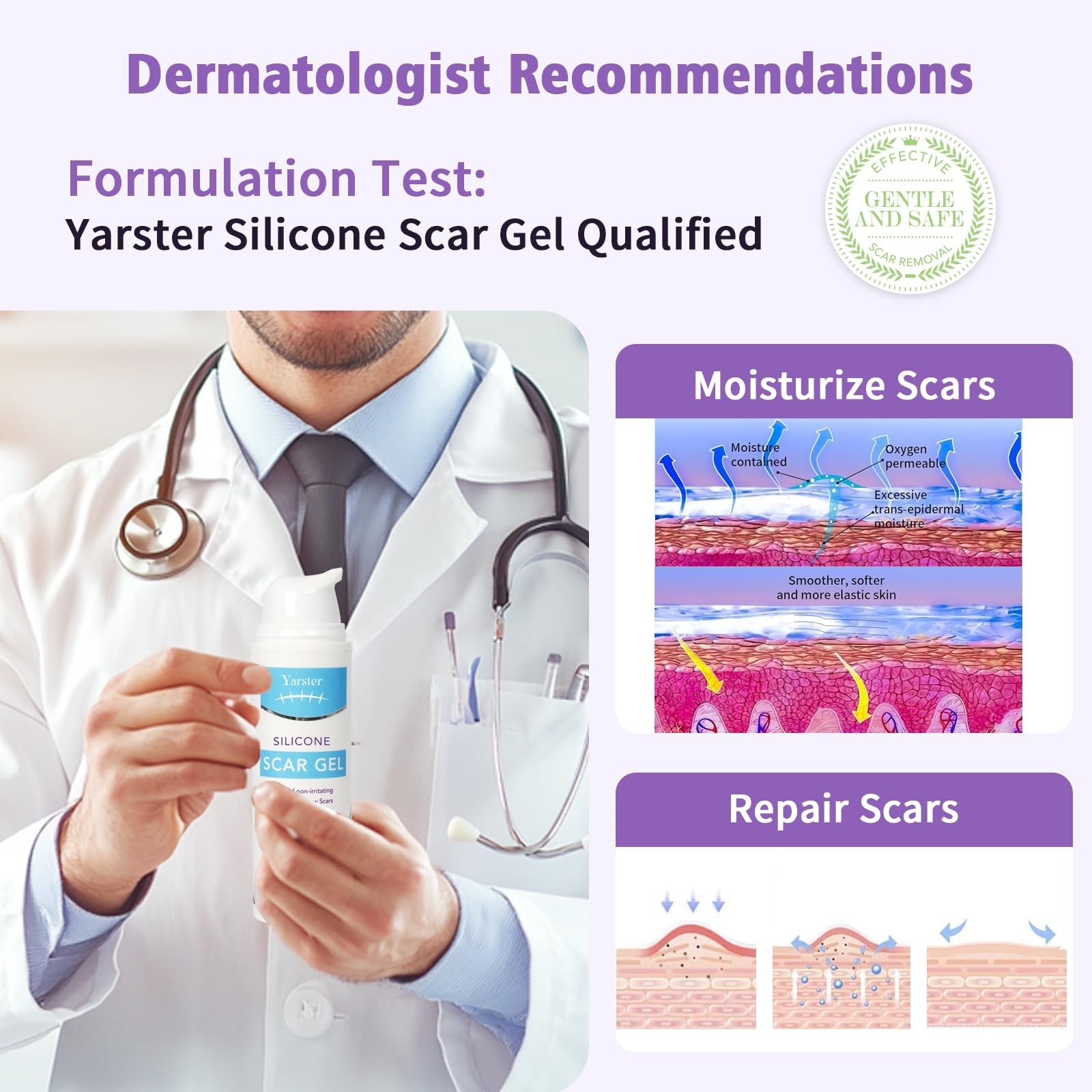 Medical Grade Silicone Scar Gel for Surgical & Acne Scars, 1.7oz – Fast Healing