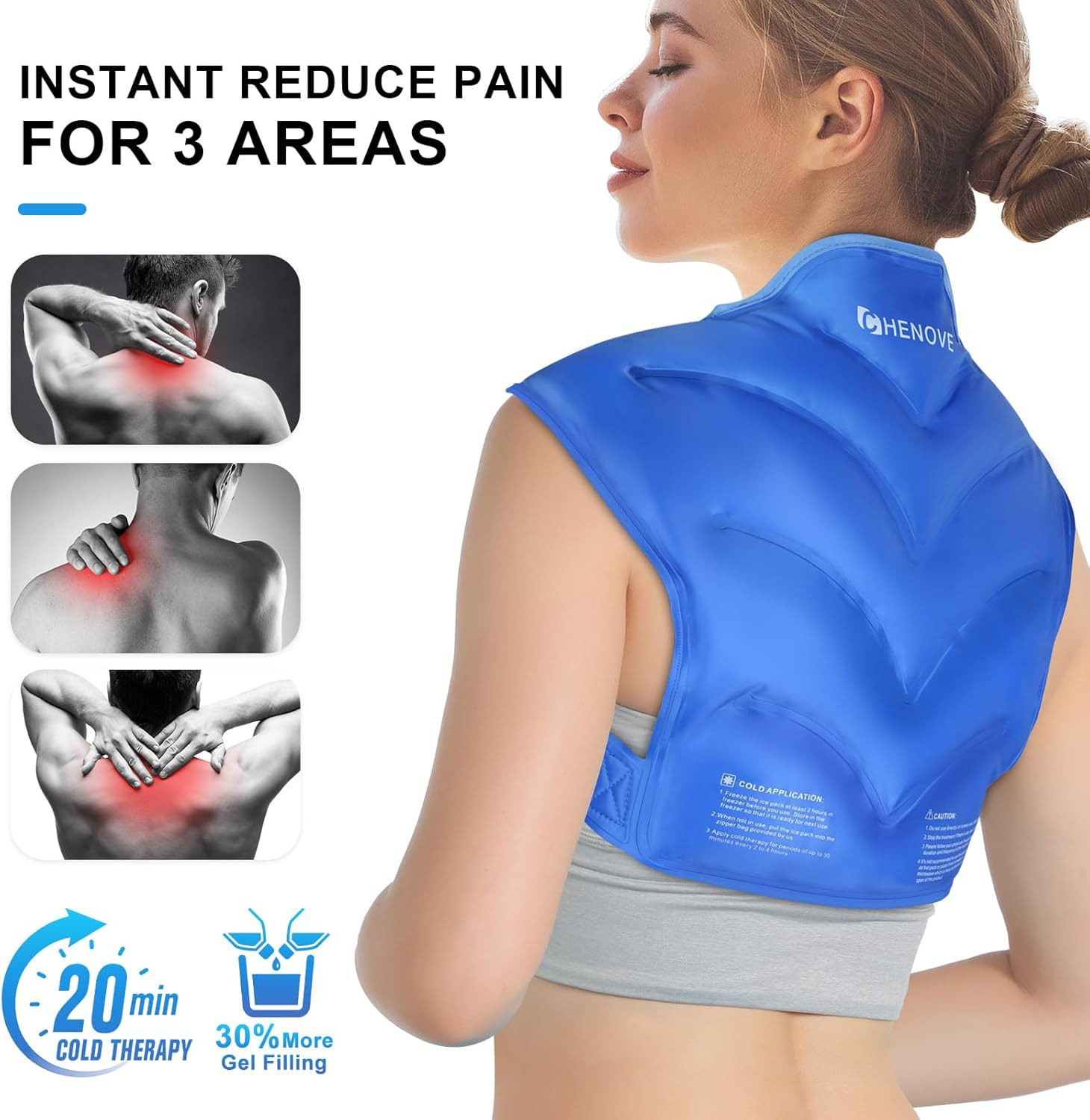 Ice Pack for Shoulders Upper Back with Strap, Neck and Shoulder Ice Pack Wrap Ro