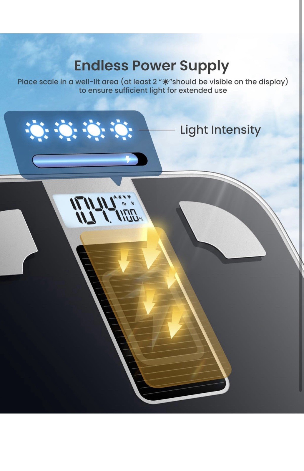 RENPHO Scale for Body Weight Battery-Free Solar Power Digital Bathroom Smart …