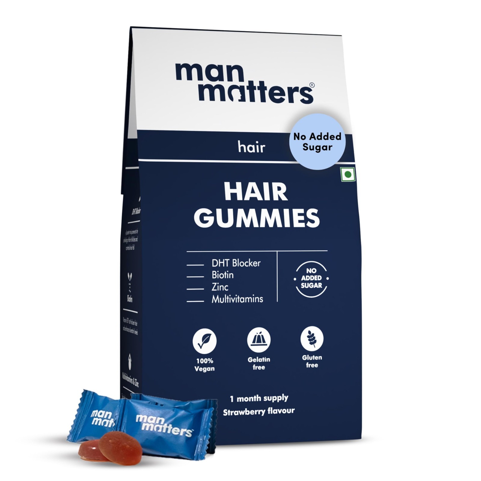 Man Matters Biotin Hair Gummies (30N) | No Added Sugar | With Biotin, DHT