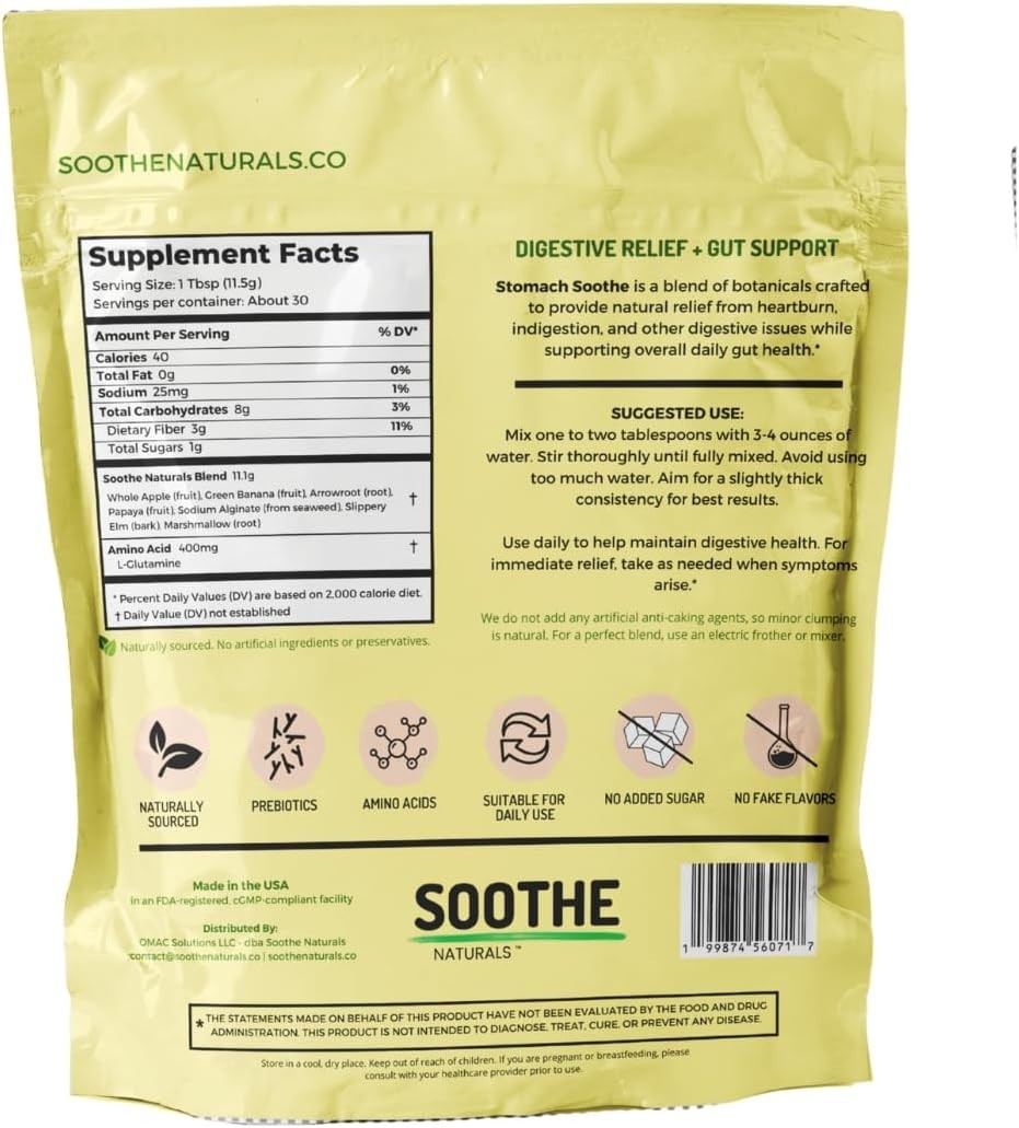 Soothe Naturals Acid Reflux Powder Digestive Support, 12 OZ