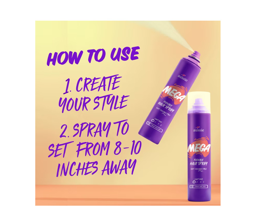 Aussie MEGA Hairspray Flexible Hold 10oz ( 3 pack ) orange