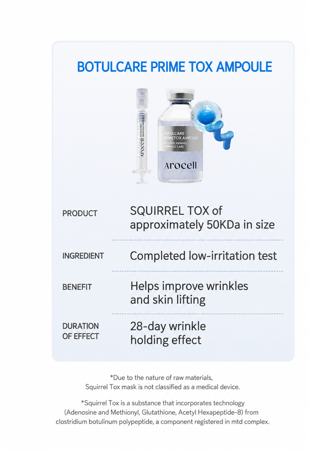 Arocell Botulcare Primetox Ampoule Set + 2 Botul Mask Free