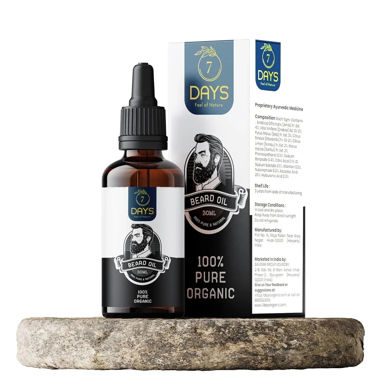 7 Days 100% Result Beard oil for men smooth shine stronger beard hair/ 30ml