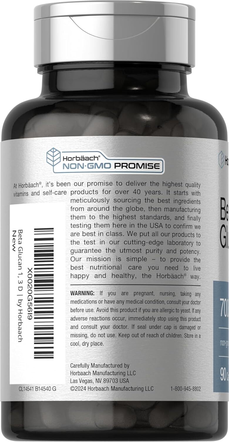 Beta Glucan 1 3D 1000 mg | 90 Capsules | Beta 1,3, 1,6 D | by Horbaach
