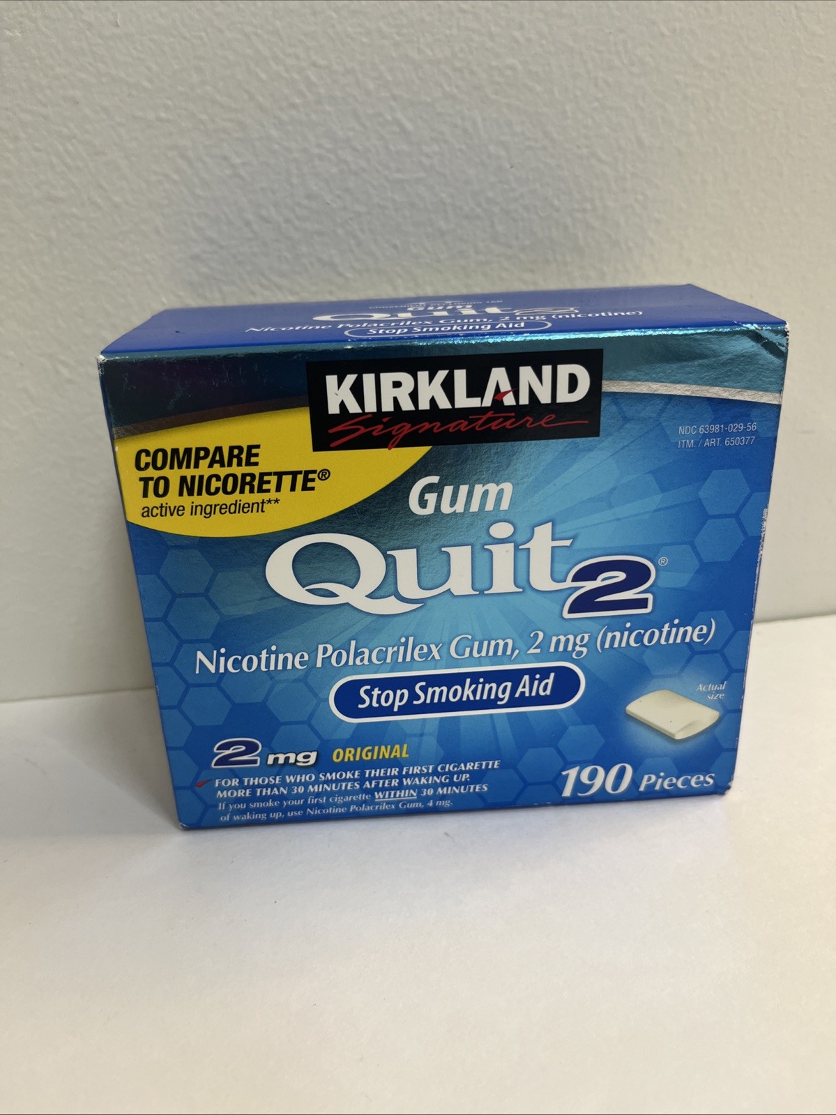 Kirkland Signature Quit 2 mg Gum Nicotine Polacrilex Stop Smoking Aid 190 Pieces
