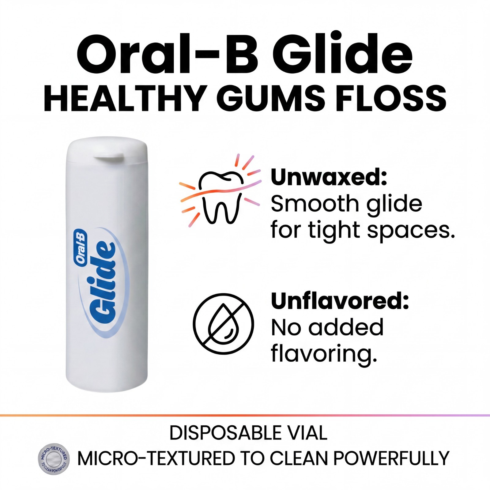 2-Pack NEW VERSION! Oral-B Glide Healthy Gums Unflavored Floss Refills, 160m