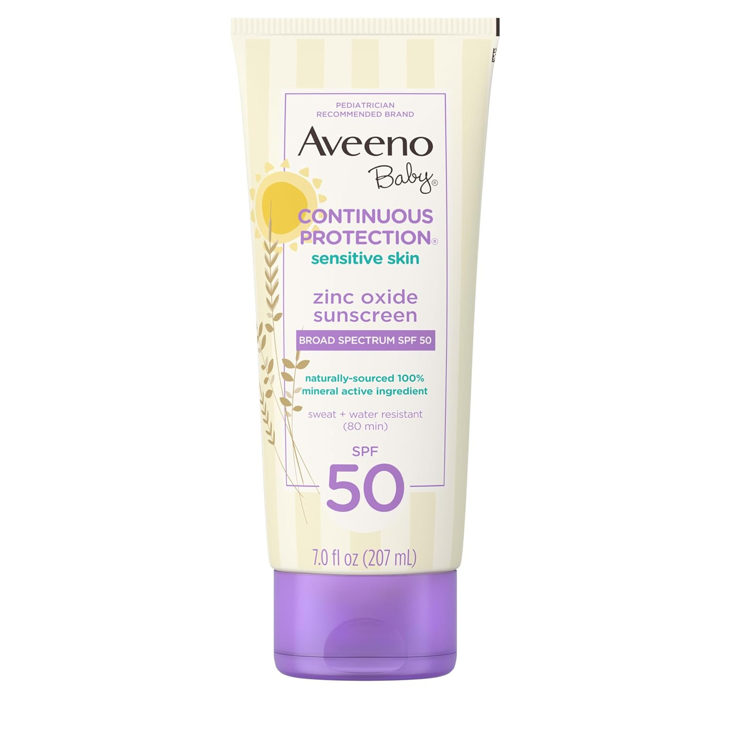 Aveeno Baby Continuous Protection Zinc Oxide Mineral Sunscreen Lotion for Sensit