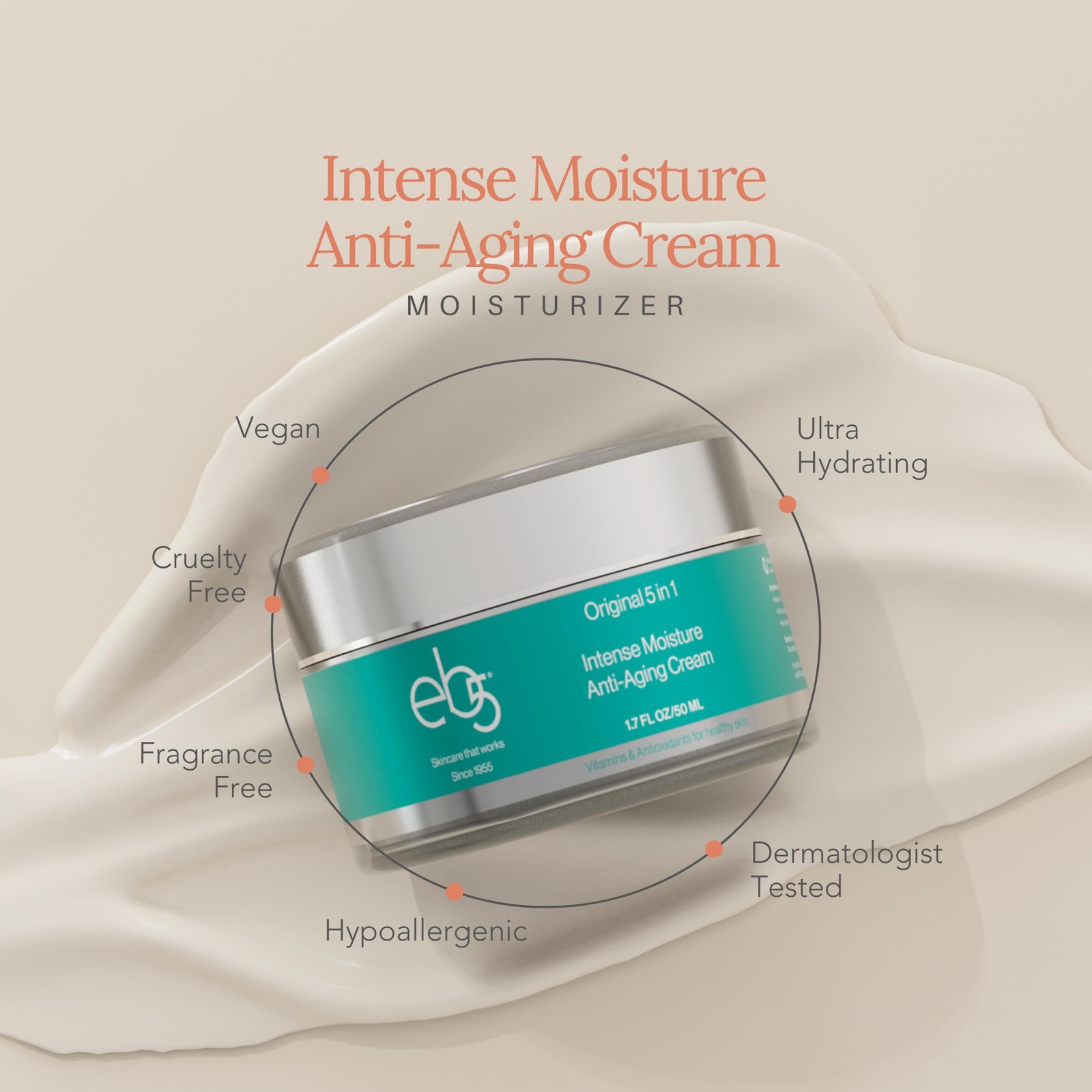 eb5 intense moisture anti-aging face cream | tone tighten skin/ retinol