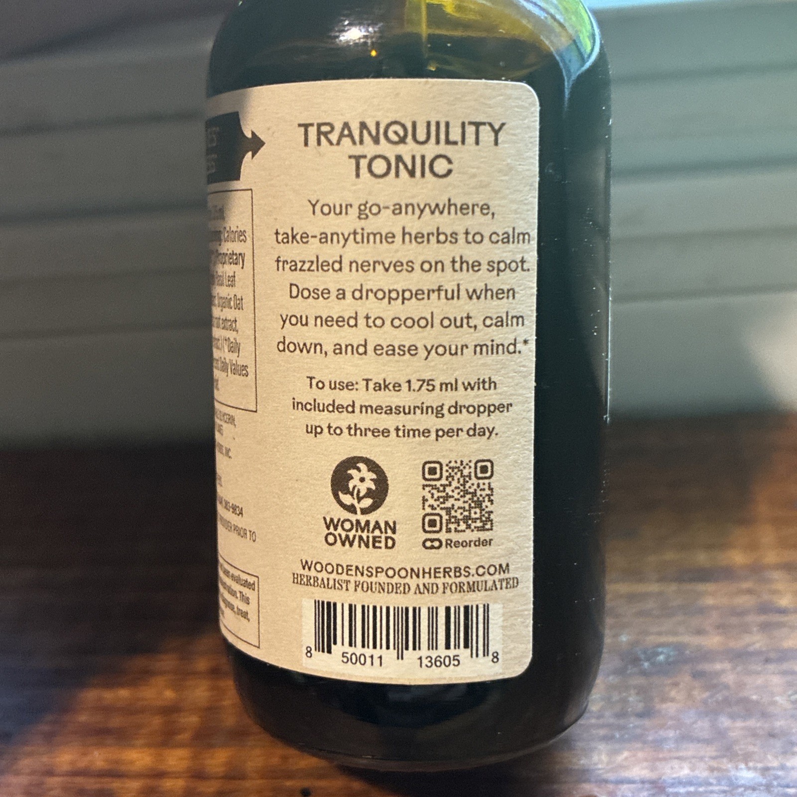Wooden Spoon Herbs Tranquility Tonic 2 oz Soothes Nerves & Calms Stress Organic