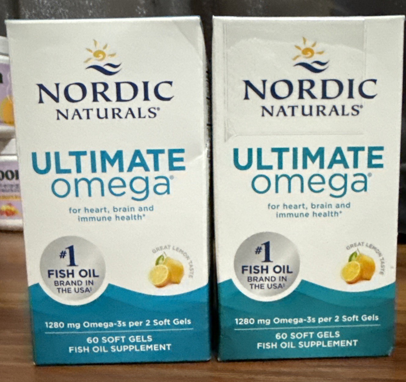 Lot of Two (2) Nordic Naturals ULTIMATE OMEGA Softgels 1280mg Lemon Exp: 03/2027