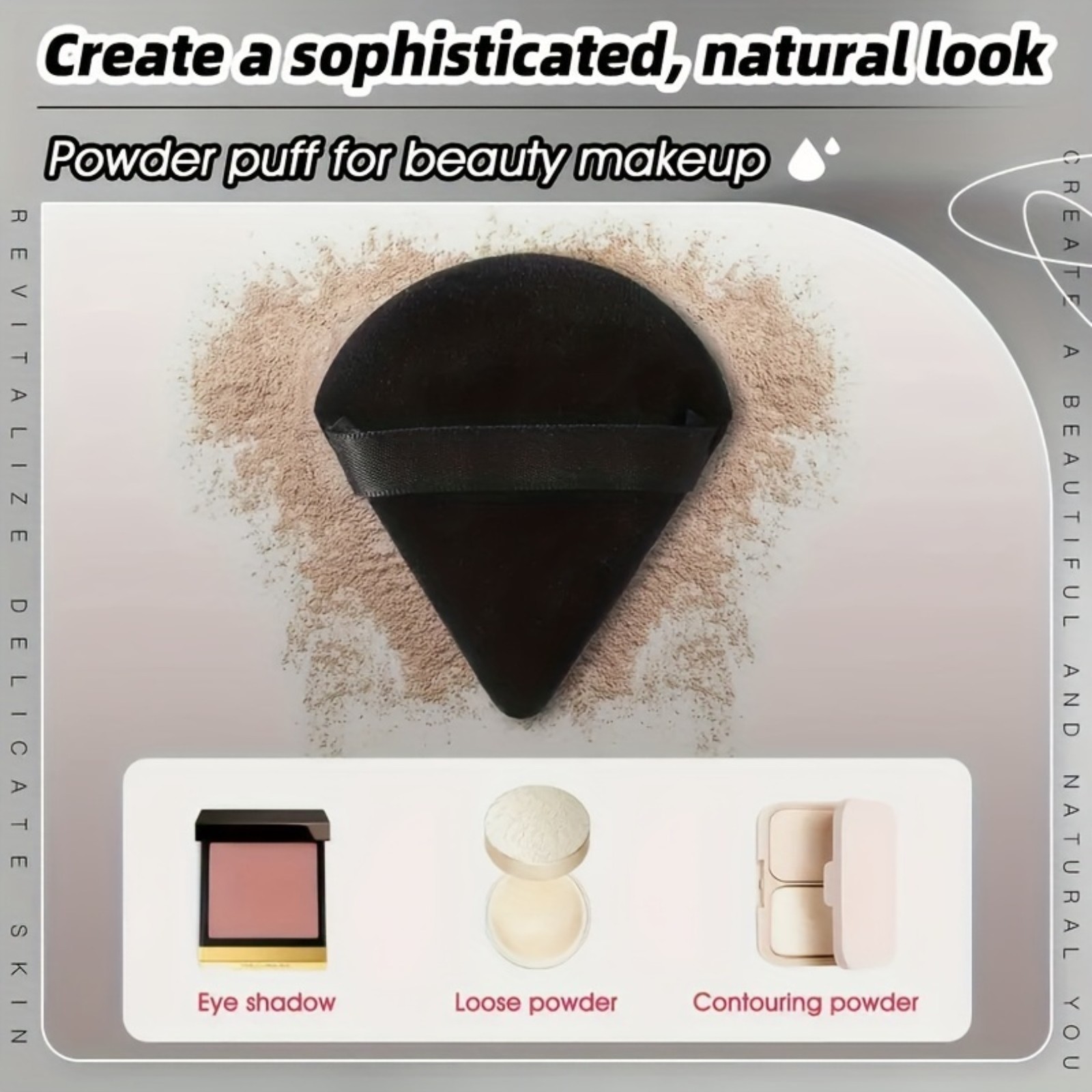 12PCS Black Velour Triangle Powder Puff Soft for Loose Mineral Powder