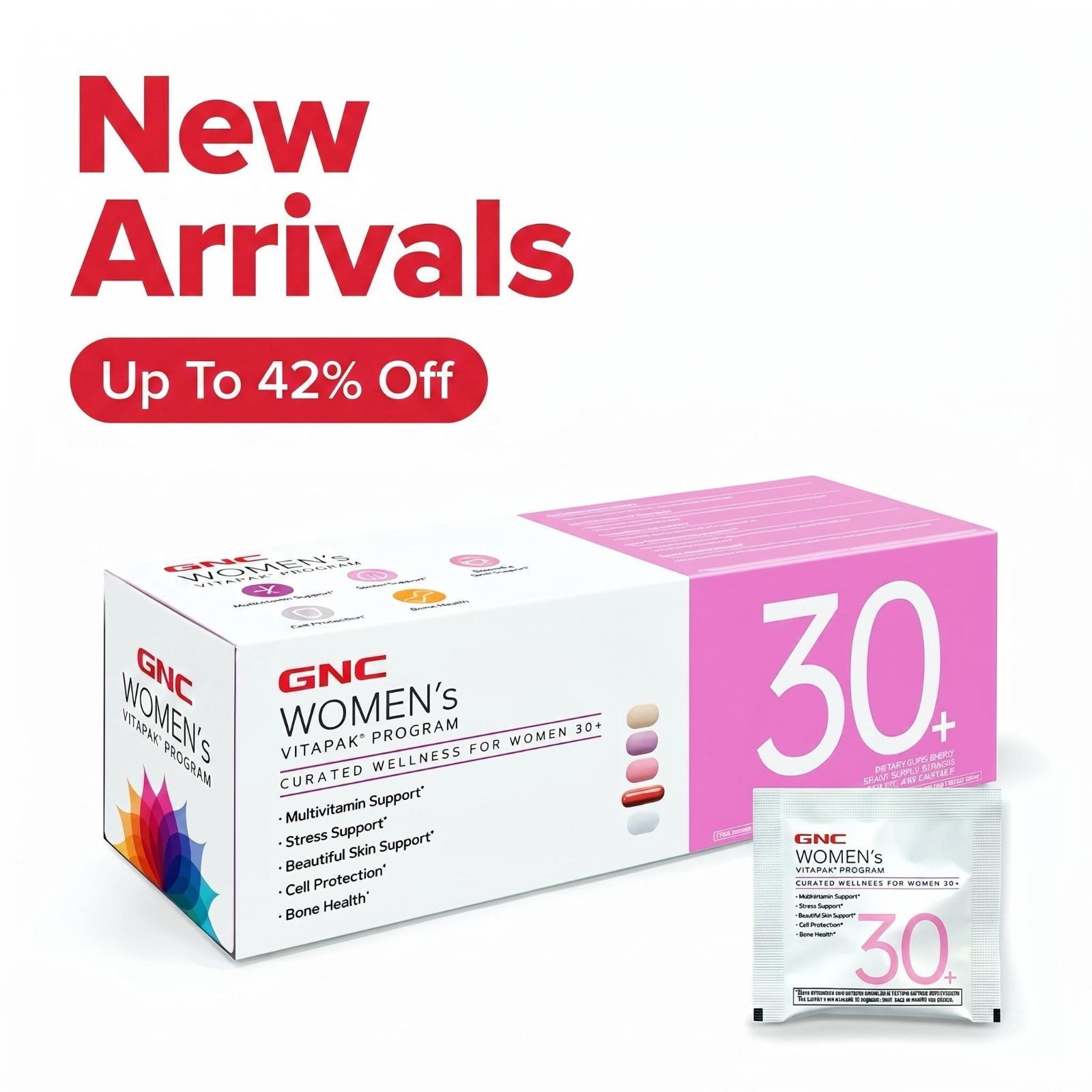 2 pcs GNC Womens Vitapak 30+ Daily All-in-One Nutrition Pack Bone & Cell Support