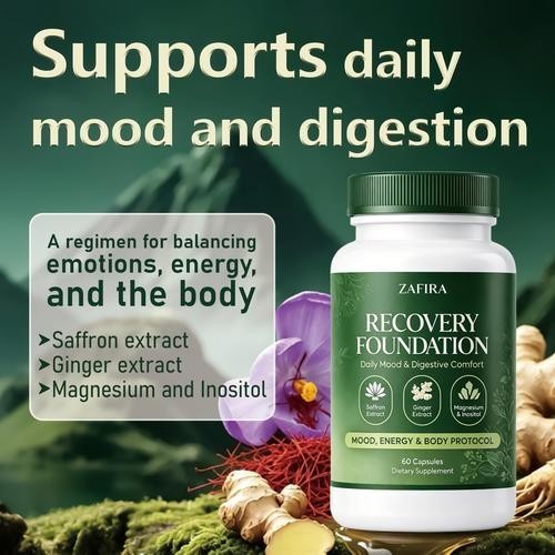 Zafira Recovery Foundation Mood & Digestive Support Capsules With Saffron Extrac