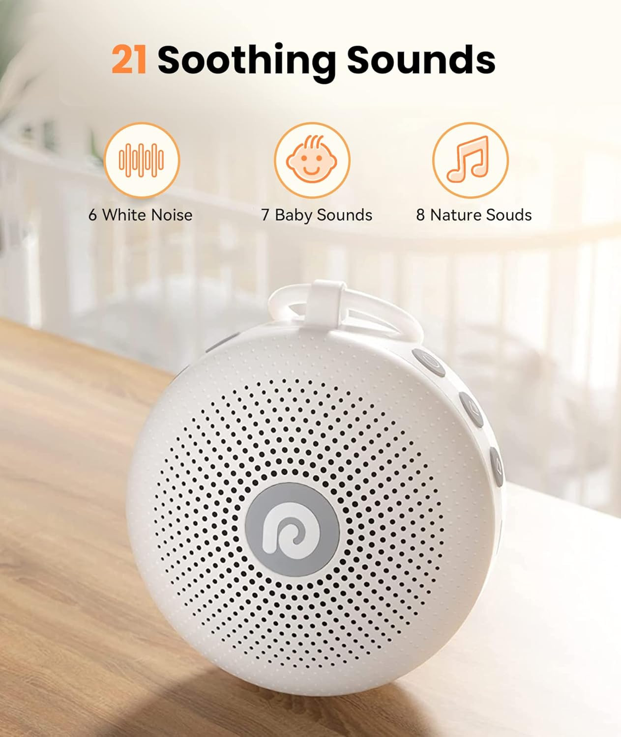 Portable Noise Machine for Baby Adult, Features Powerful Battery, 21 Soothing So