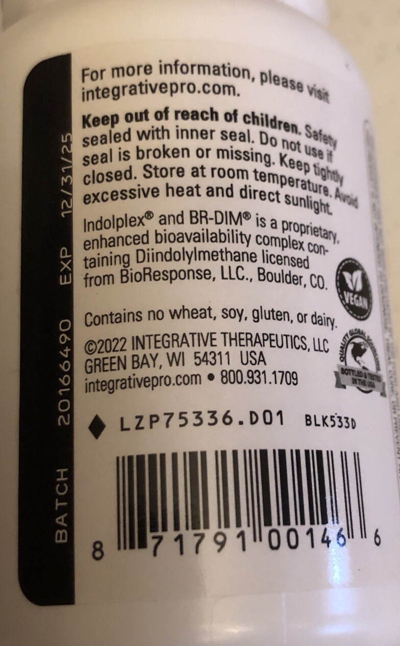 Integrative Indolplex with BR DIM Hormone Health. 60 Tabs 12/25