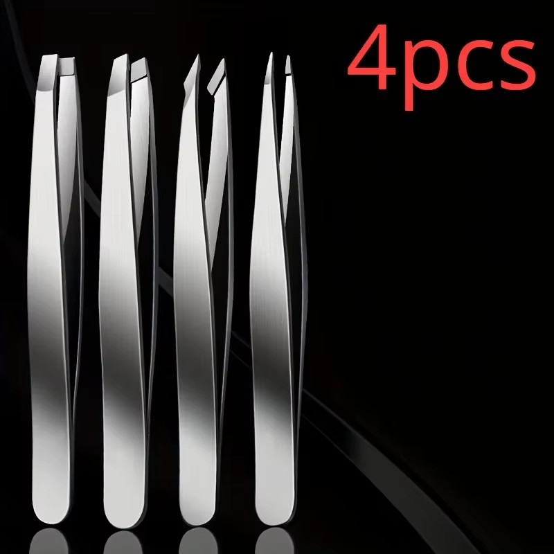 4pcs Professional Tweezers Set for Eyebrows, Splinters & Ingrown Hair Removal*