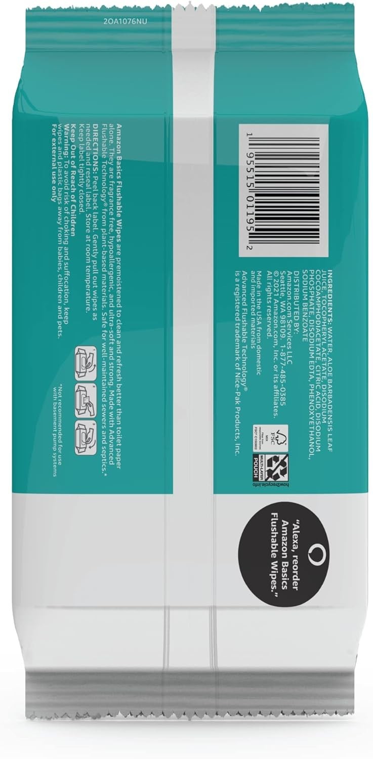 Flushable Adult Toilet Wipes – Fragrance-Free & Eco-Friendly, 336 Total Wipes