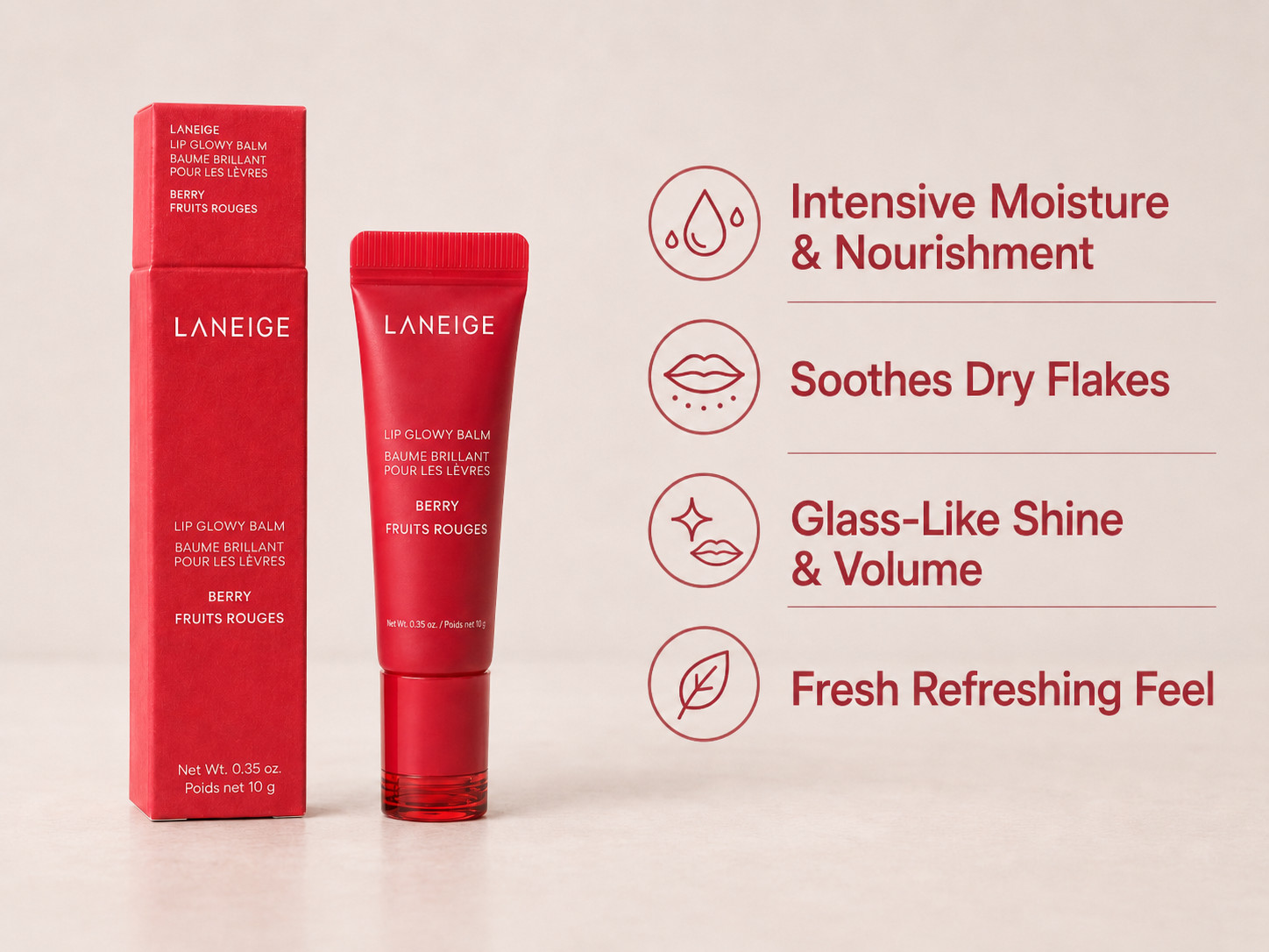 K-Beauty LANEIGE Lip Sleeping Mask 20g + Lip Glowy Balm Berry 10g Set