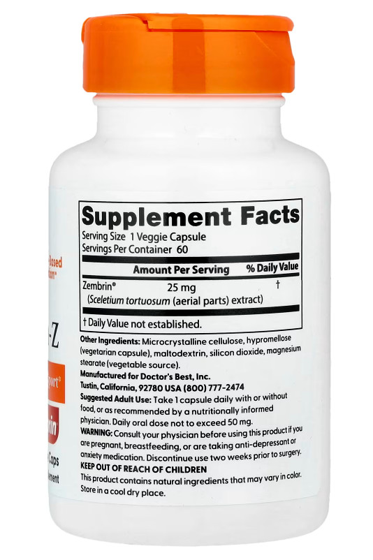 Doctor’s Best Calm-Z 60 caps, EXP 02/2027
