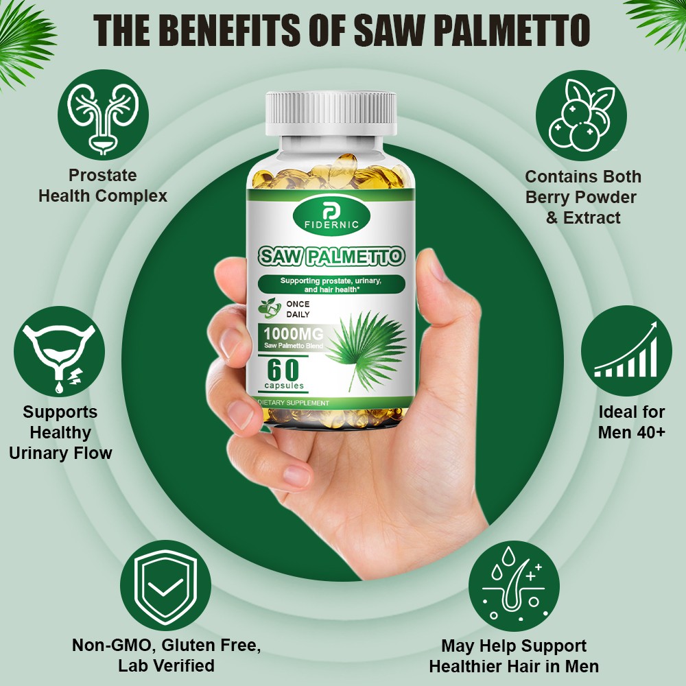 120 Saw Palmetto 1000mg – Premium Health Supporting proslate urinary, and hair