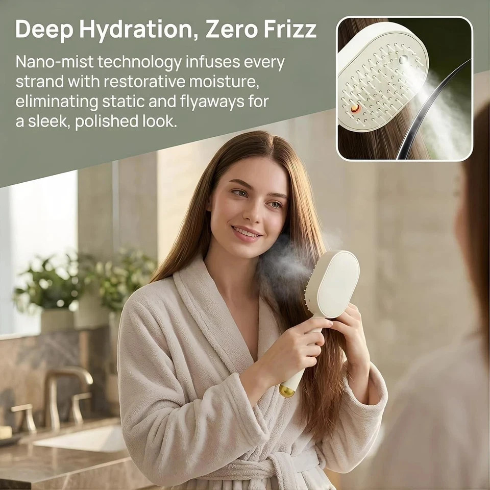 Electric Spray Air Cushion Massage Comb,Self-Cleaning Anti Tangle Electric Brush