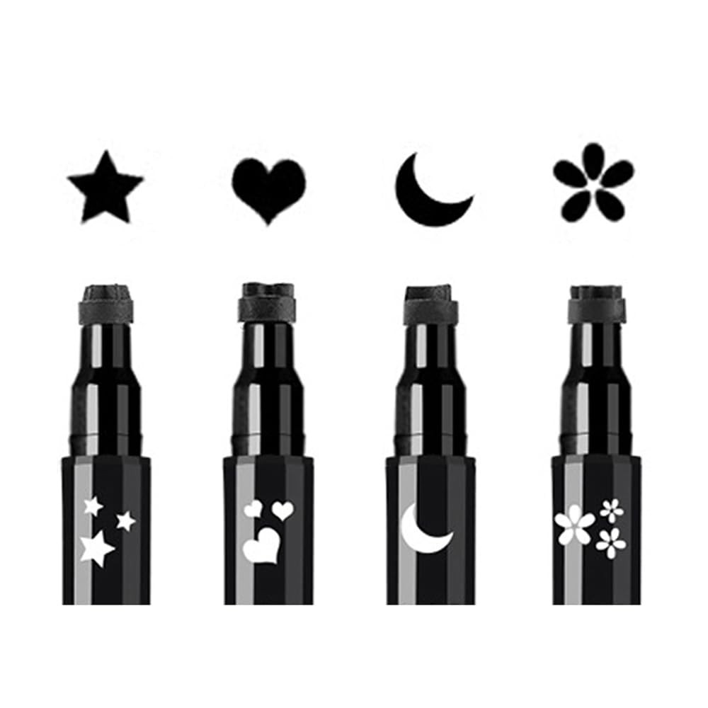 Face Stamp & Eyeliner Set, 4 PCs Black Shape 1 Count (Pack of 4),