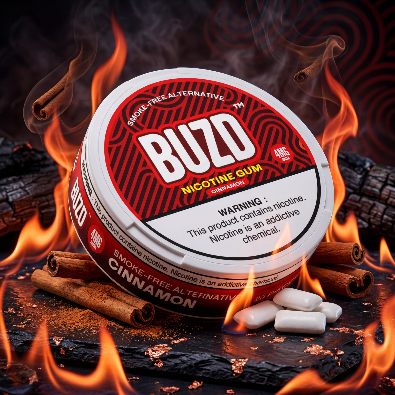BUZD | Nicotine Gum, Cinnamon, 4mg, 20ct – EXP 4/21/28