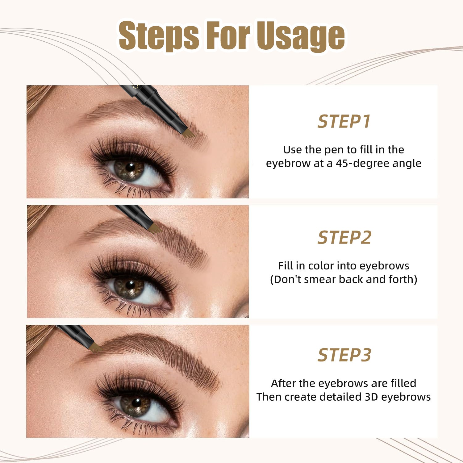 4-Prong Waterproof Eyebrow Pencil – Easy to Apply, Long-Lasting & Smudge-Proof