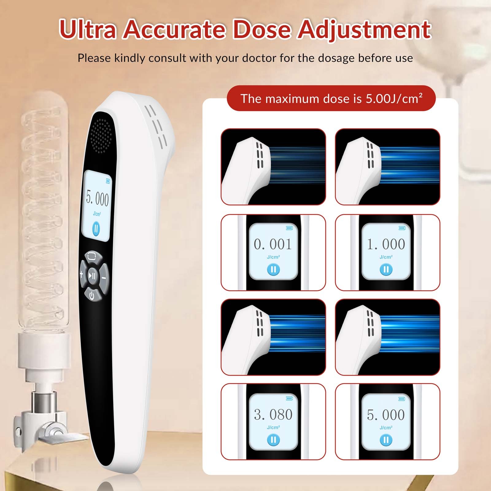 308nm Excimer Lamp UVB Light Therapy Unit 6 Diodes 20mW/cm2 Rechargeable Home