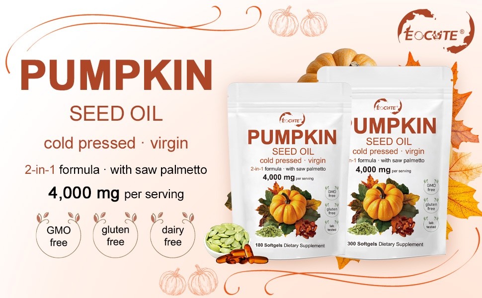 Pumpkin Seed Oil Saw Palmetto 4000mg Softgels Natural Prostate Support Free ship