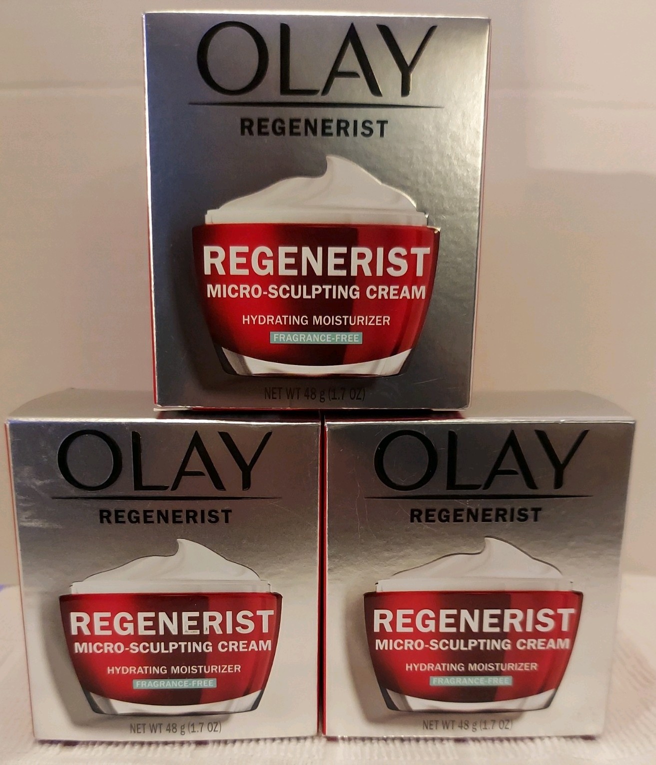 Lot Of 3 Olay Regenerist Micro-Sculpting Cream Hydrating Moisturizer 1.7oz Each