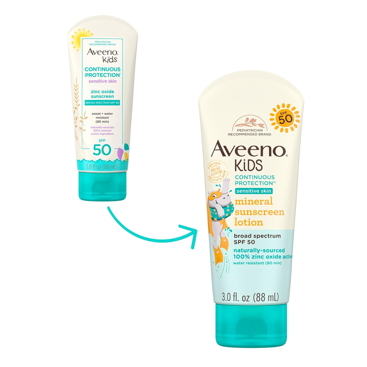 Aveeno Kids Continuous Protection Zinc Oxide Broad Spectrum Sunscreen Lotion for