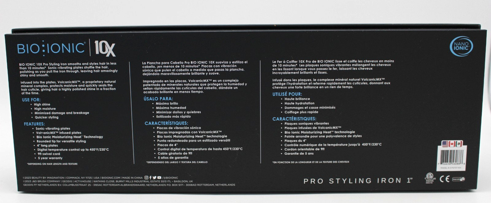 Bio Ionic 10X Pro Styling Flat Iron 1″ Vibrating Plates Classic Styler – NEW