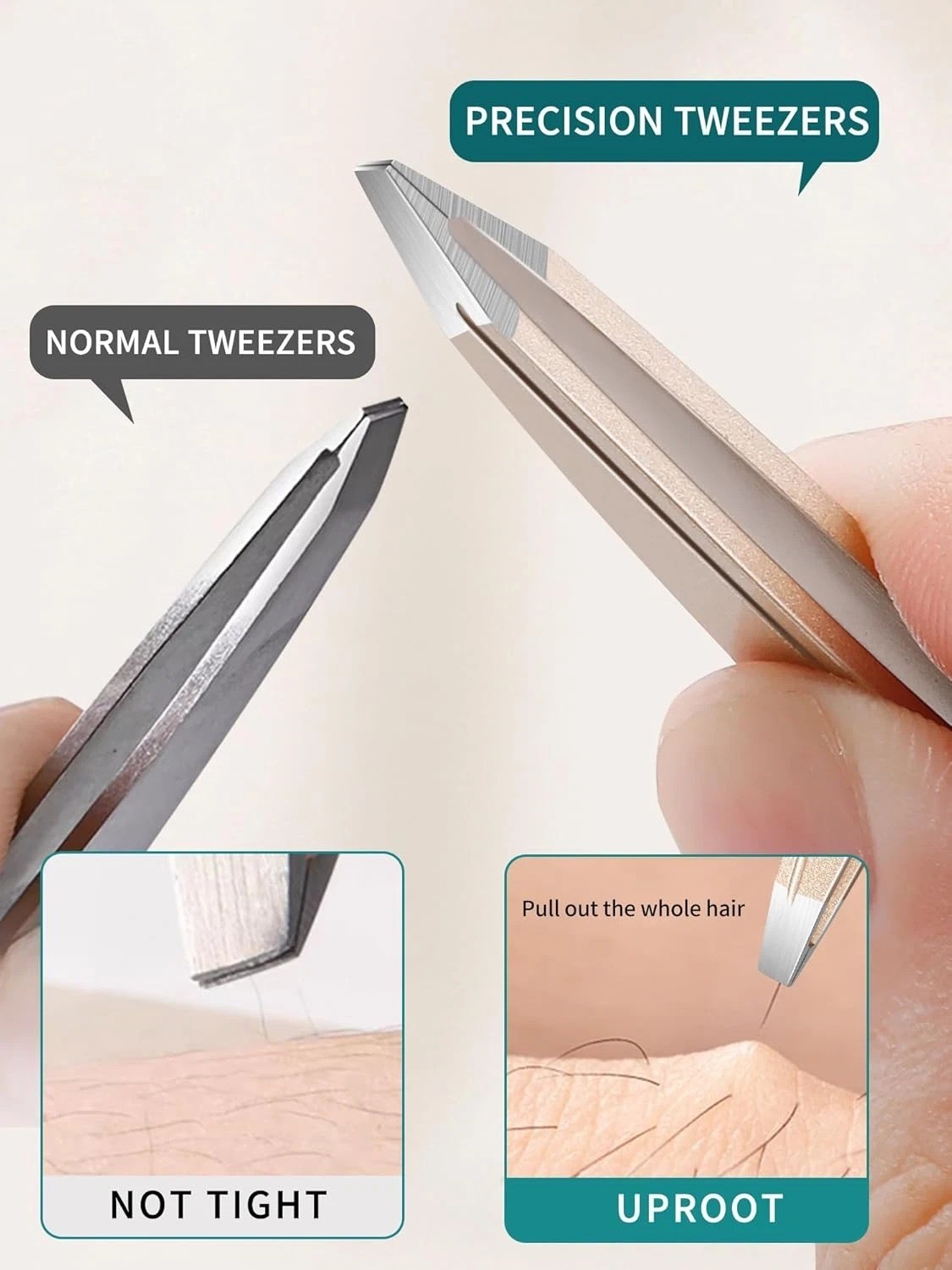Tweezers Set for Women Facial Hair: Stocking Stuffers 4Pcs Stainless Steel Eyebr