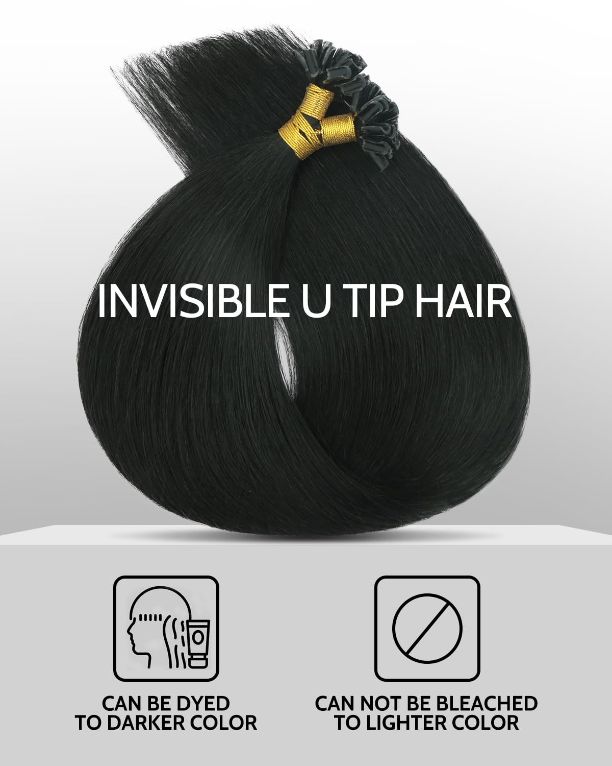 Vinbao U Tip Hair Extensions Black Keratin Hair Extensions 50S 40G Hot Fusion
