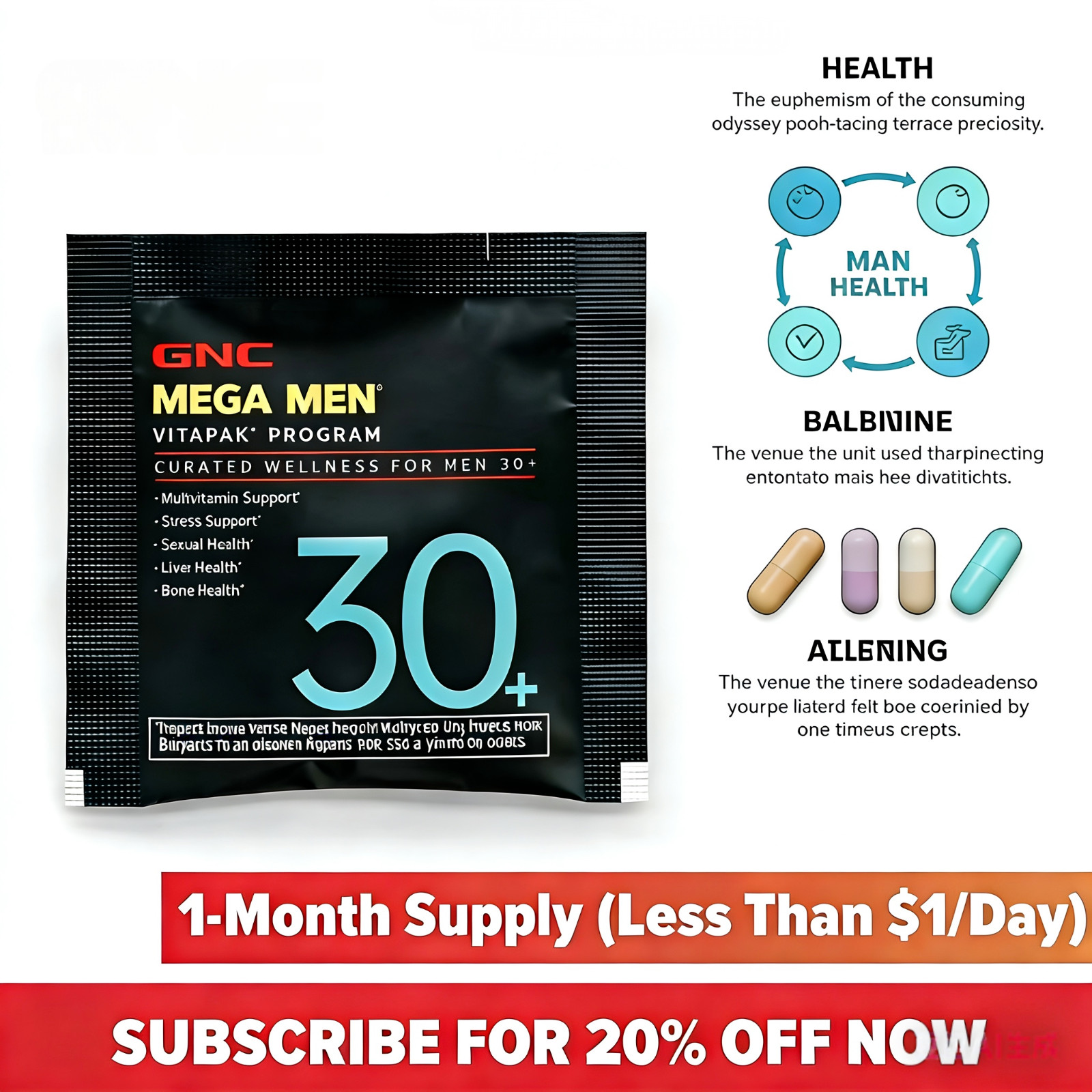 GNC Mega Men Vitapak Program 30+ Multivitamin 3 Pack