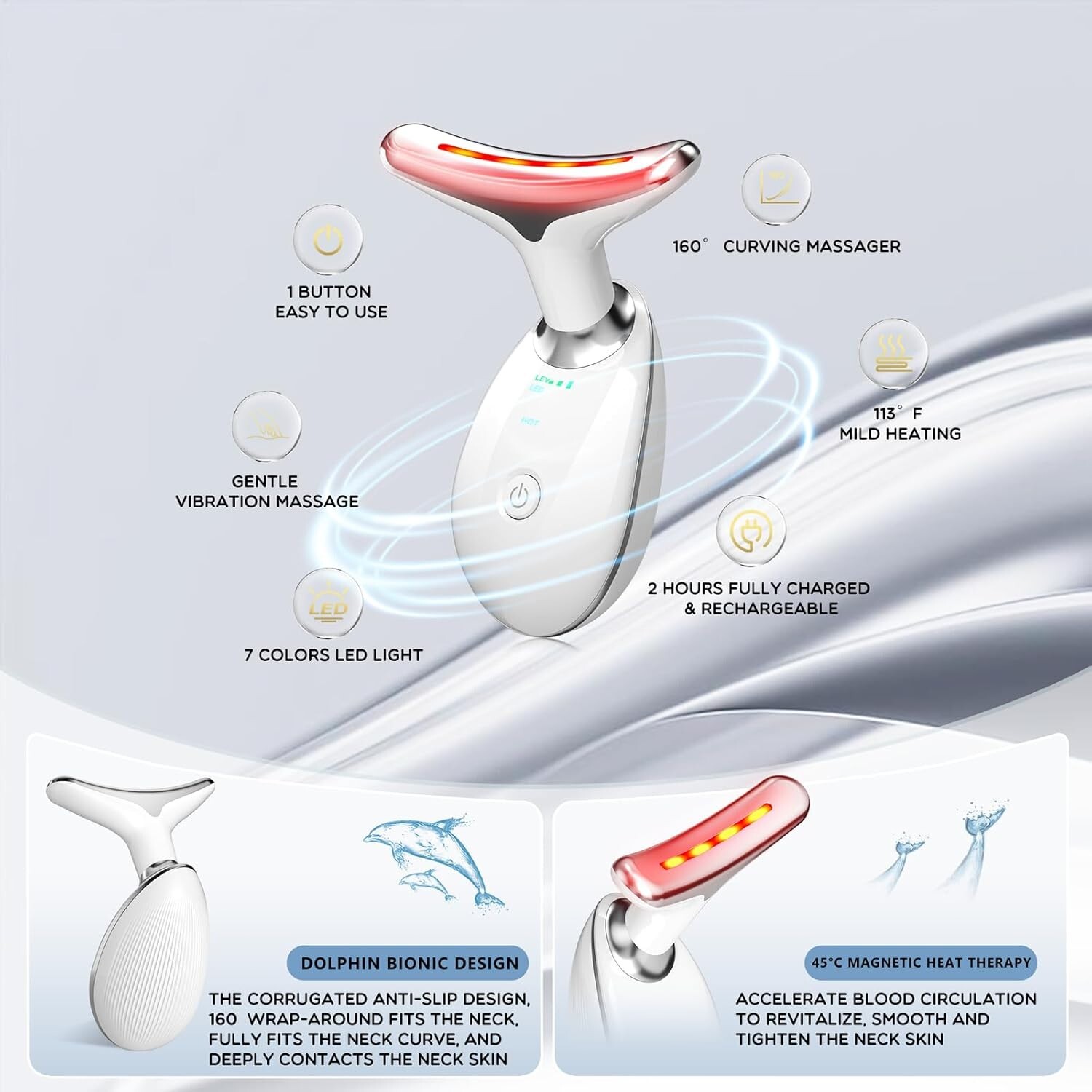 Facial Massager for Face and Neck,Red Light Therapy Wand,Face Tool for Skin Care