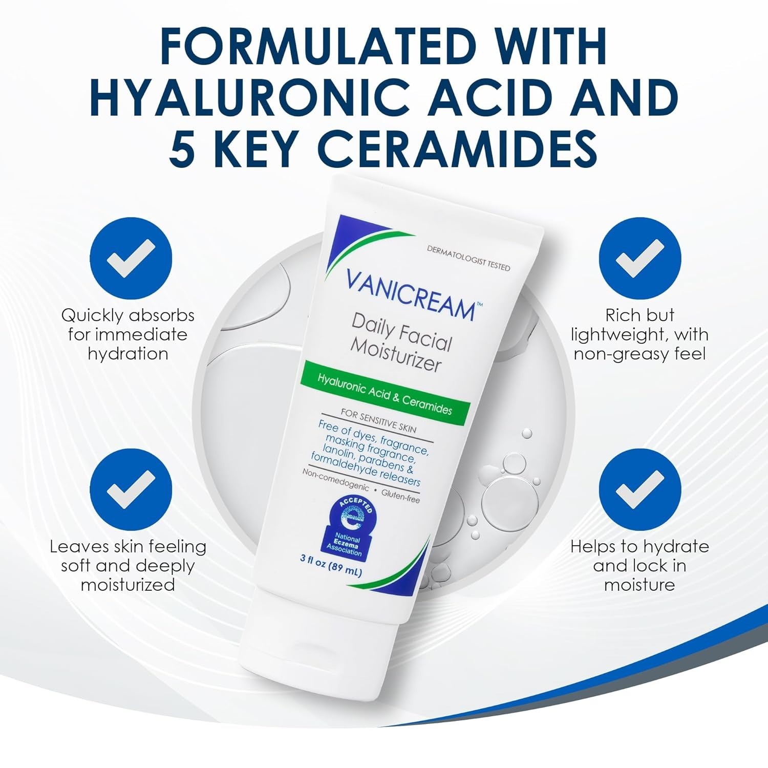 Daily Facial Moisturizer Ceramides Hyaluronic Acid Sensitive Skin