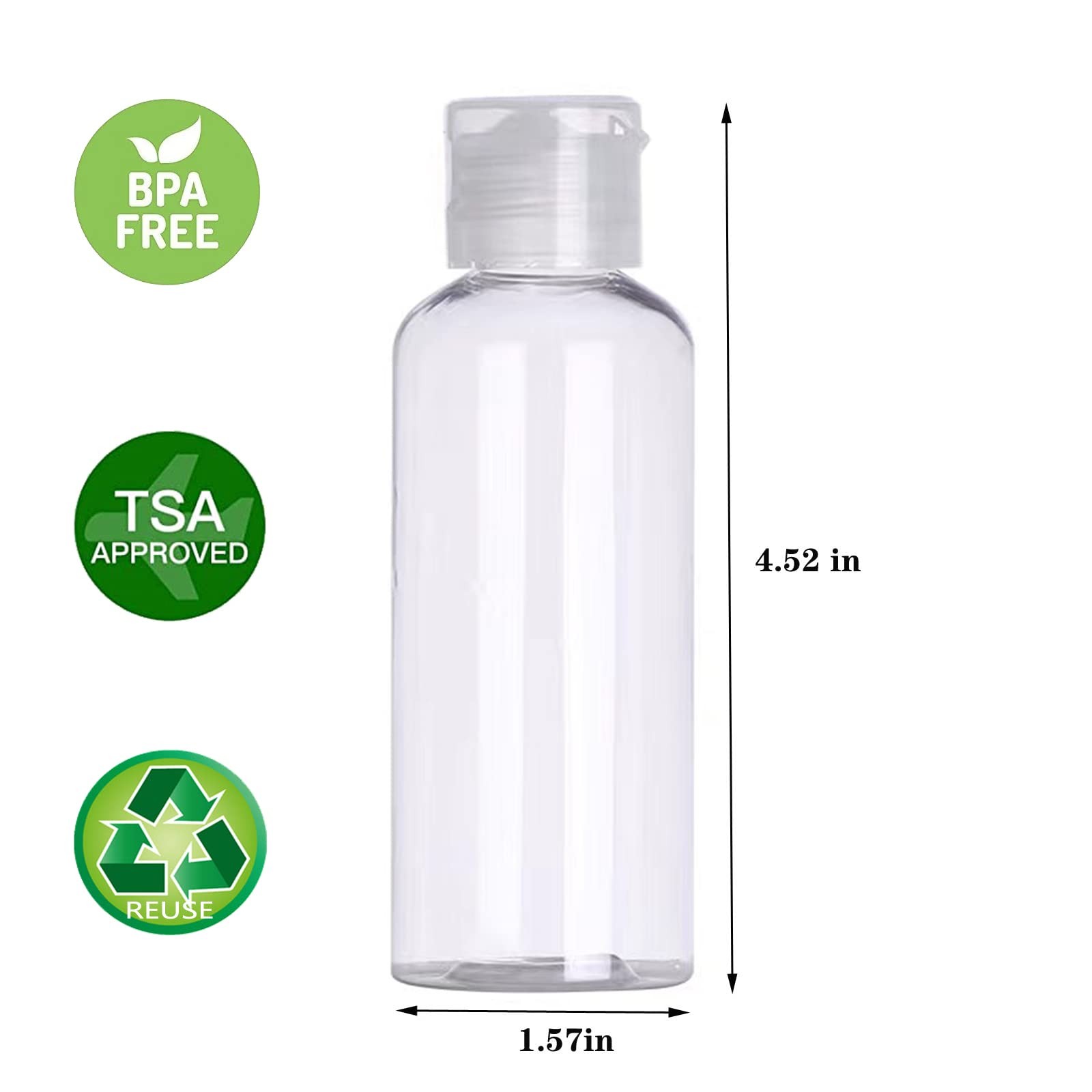 DNSEN 5 Pack 3.4oz Empty Plastic Travel Bottles for 3.4 fluid ounces, clear