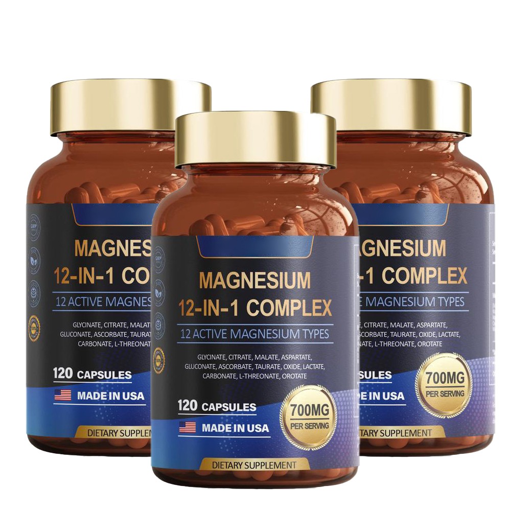 1-3 PACK Magnesium Complex 700mg 12 in 1 Magnesium Supplement with 120 counts