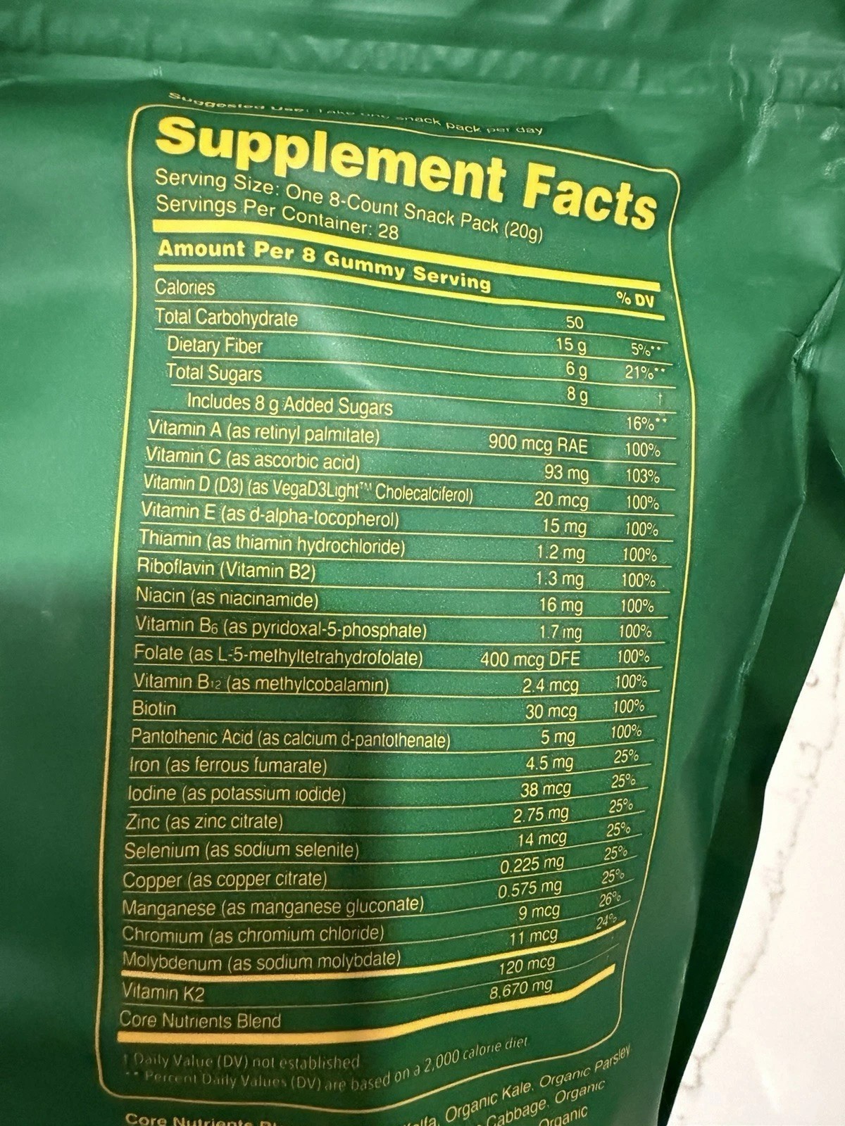 Gruns Adults Super Greens Multivitamin Gummies, Superfood Gummy Bears 28 Packs