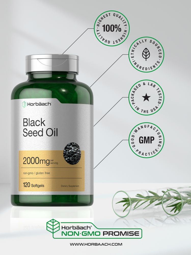 Black Seed Oil 2000mg | 120 Softgel Capsules | Nigella Sativa | by Horbaach