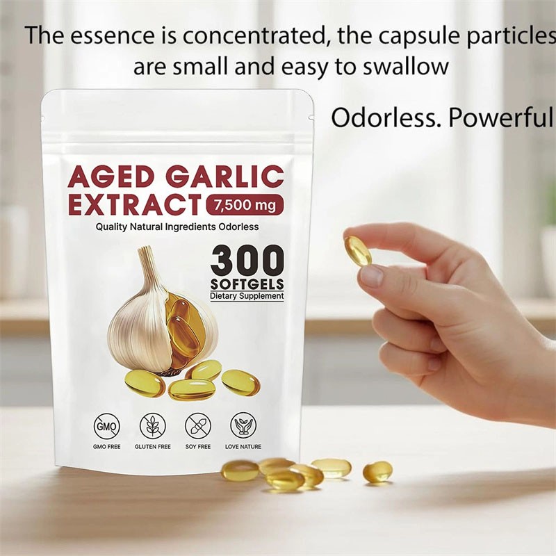Odorless Garlic 7500mg Per Servings, 300 Softgels 2 Years Aged Garlic Extra