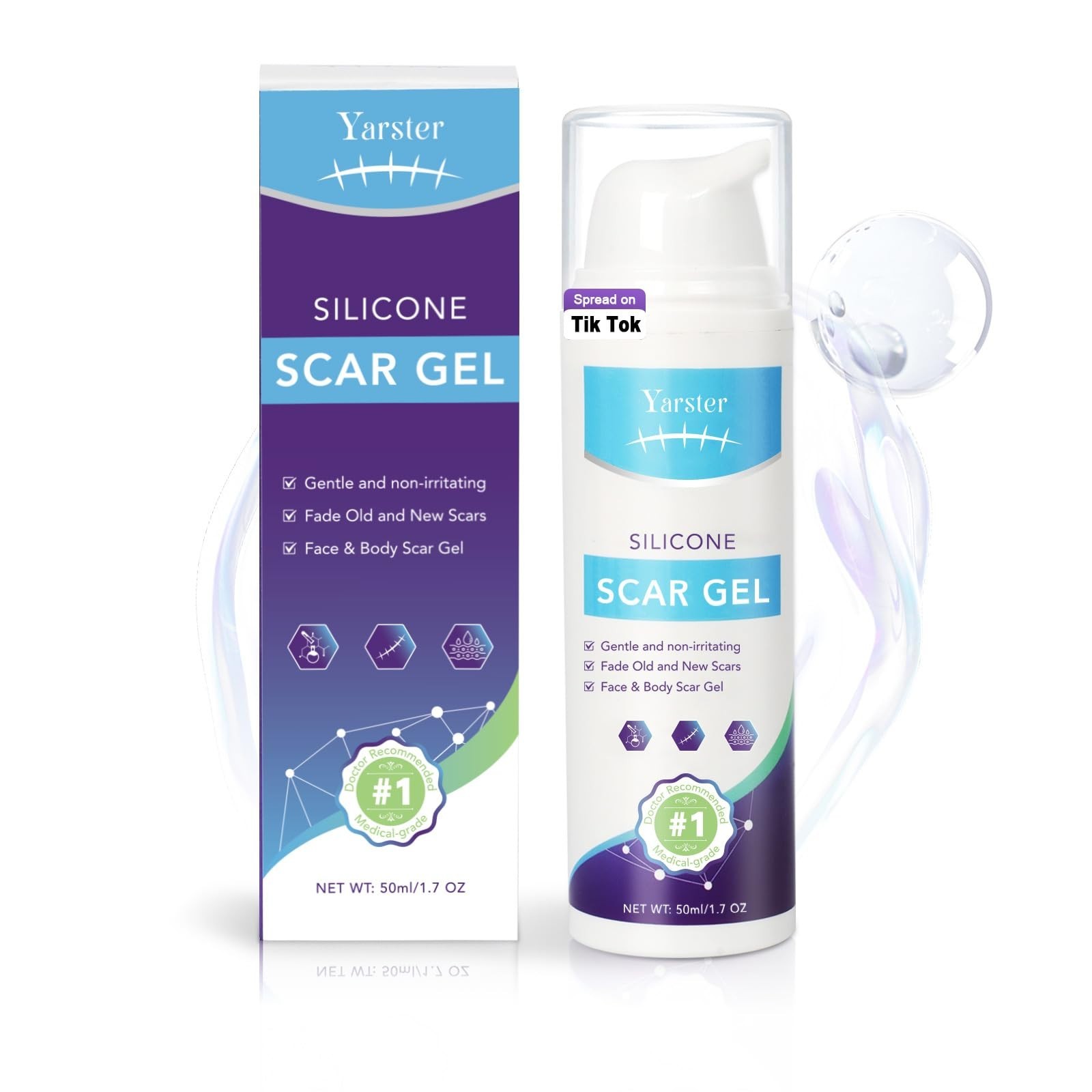 Medical Grade Silicone Scar Gel for Surgical & Acne Scars, 1.7oz – Fast Healing