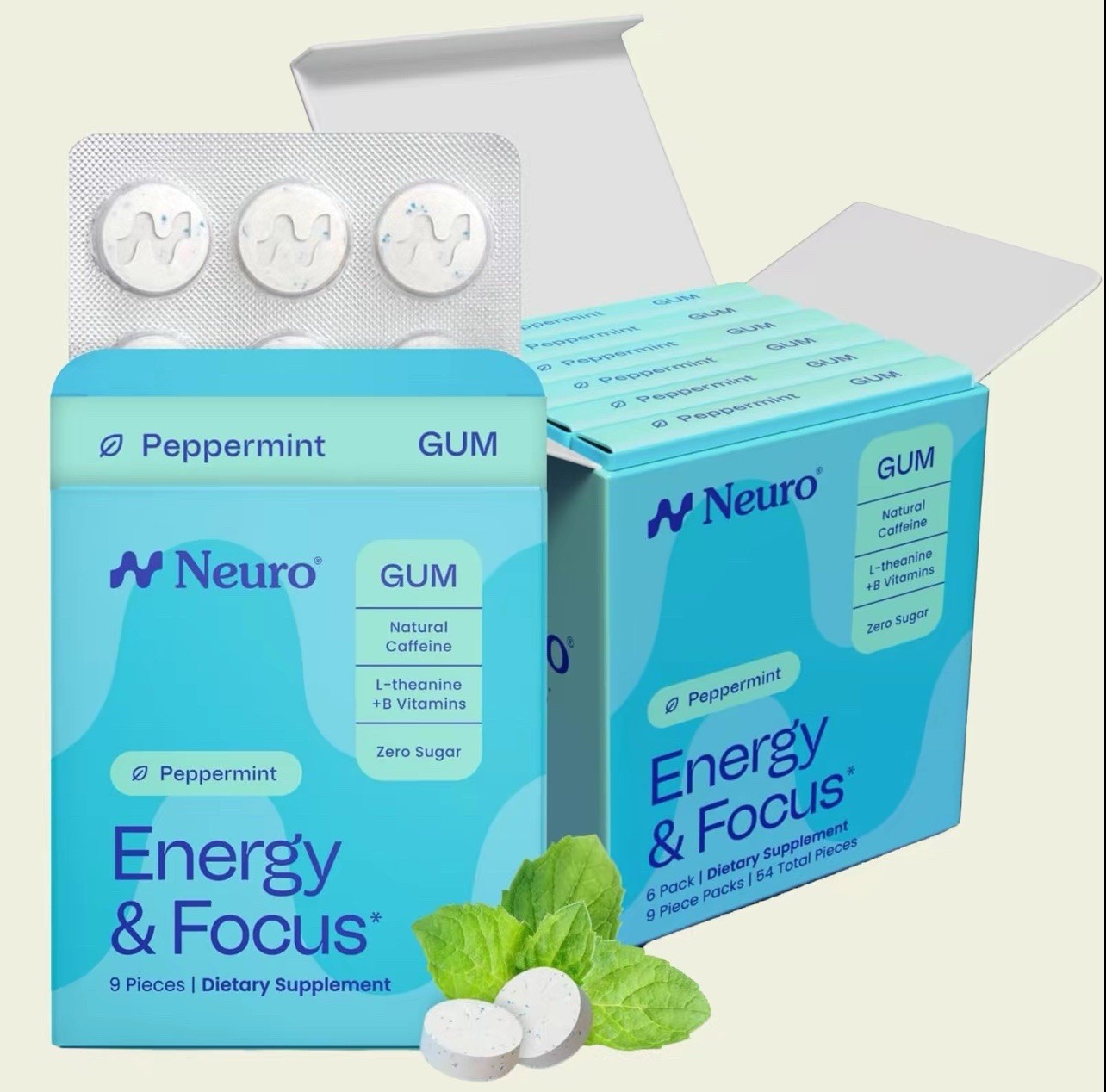 Neuro Peppermint Energy & Focus Gum/Mints – Sugar Free with Natural Caffeine