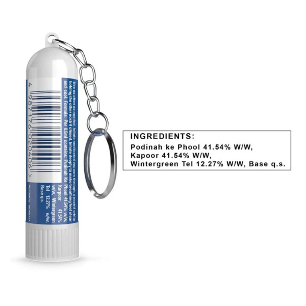 Vicks Nasal Inhaler Travel Size With Keyring Portable Pack of 12 0.02oz/0.5ml