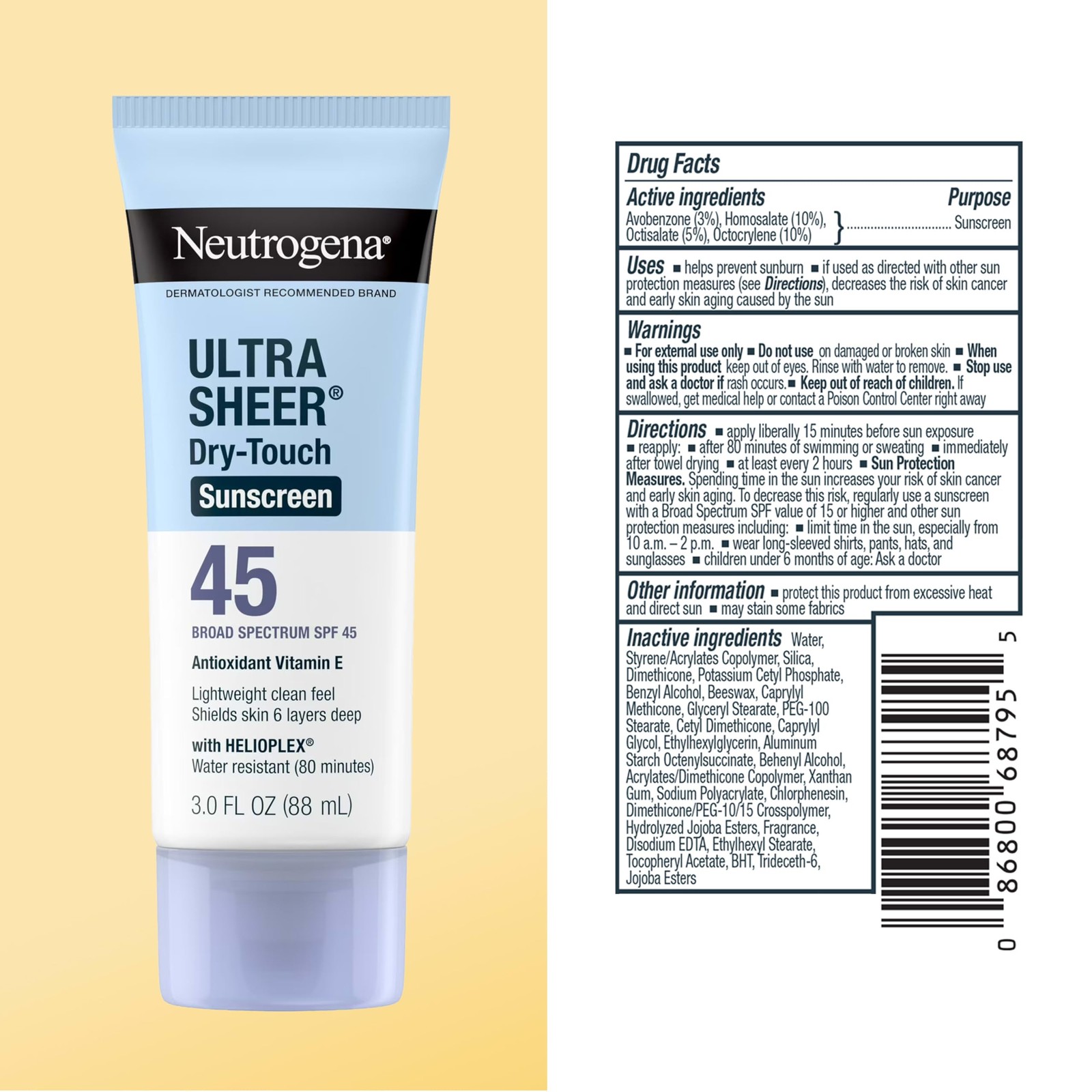 Neutrogena Ultra Sheer Dry Touch Sunscreen Lotion SPF 45 Broad Spectrum UVA…