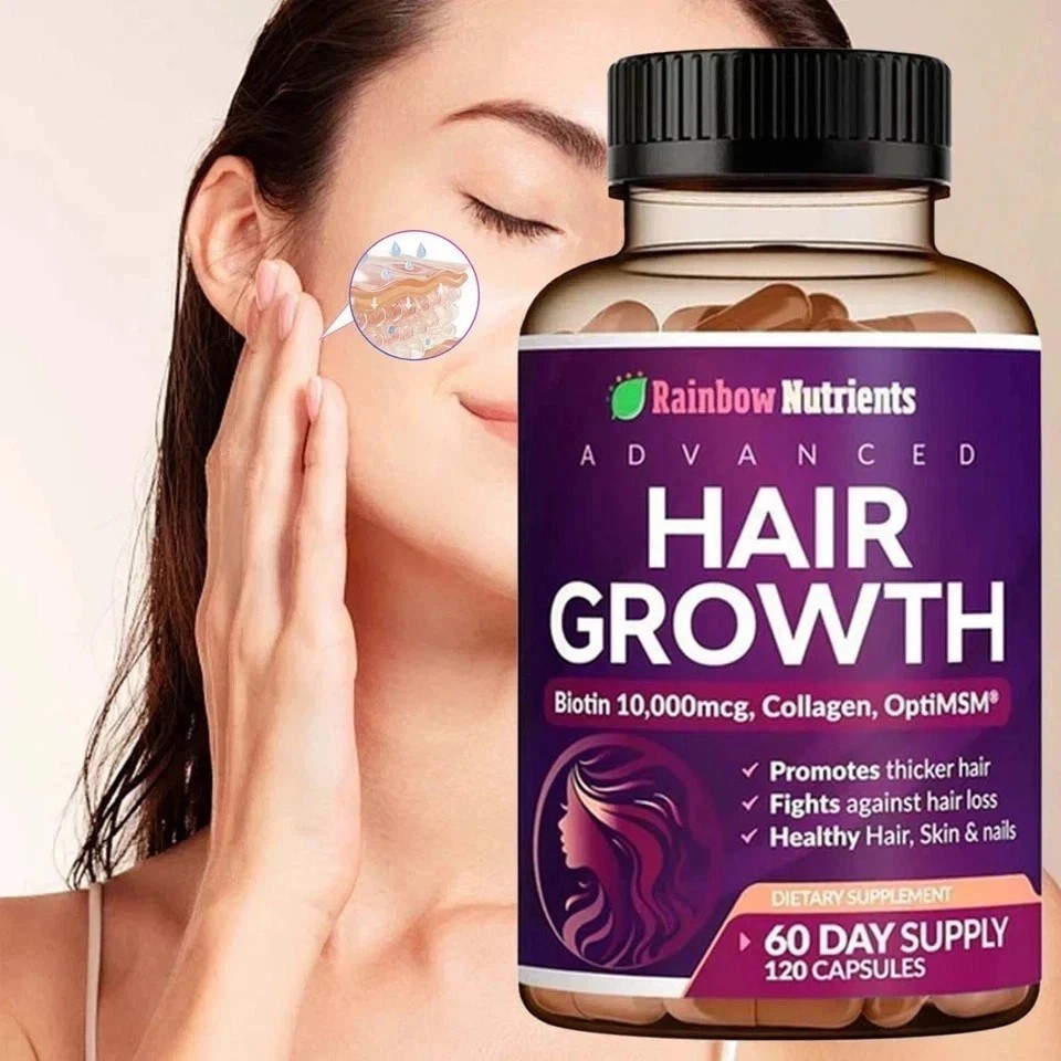 2 PACK Rainbow Nutrients Advanced Hair Growth- Prevent Hair Loss NEW