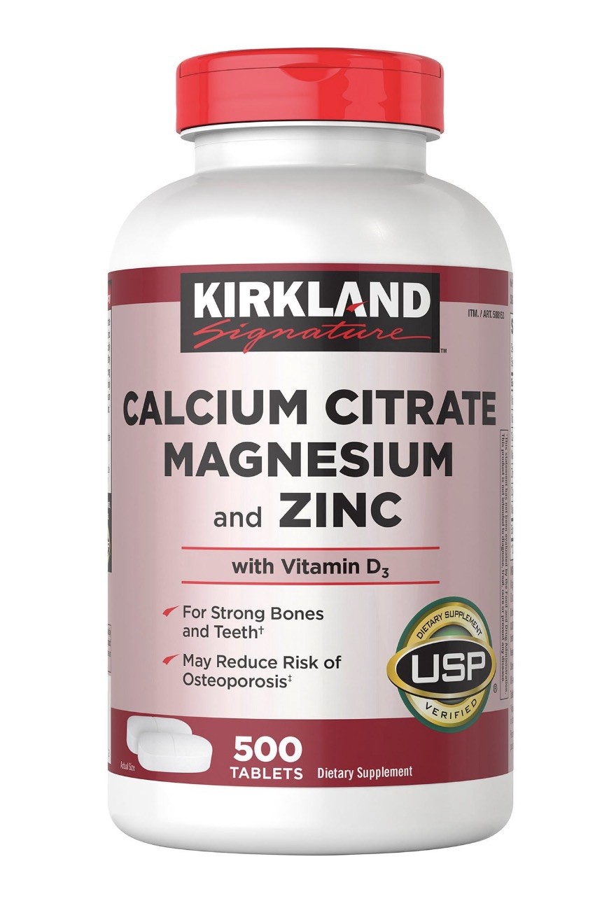 Kirkland Signature Calcium Citrate, Magnesium and Zinc, 500 Tablets